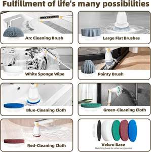 Cepillo de limpieza multifuncional manual al por mayor para fregadora giratoria, potente, nuevo estilo, para cocina y baño, con mango largo - Product Image 4