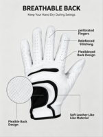 Gants de golf personnalisés HAIYI avec logo, en cuir véritable Cabretta, microfibre PU, protection UV, fermeture à boucle, respirants et doux
