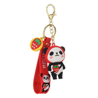 Llavero de mosquetón de panda adorable al por mayor, diseño de goma PVC 3D suave, ecológico, regalo de la suerte para RTS China