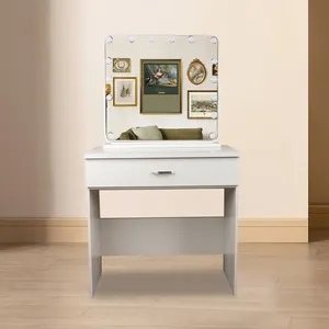 Sandalye koltuk makyaj masası akıllı Vanity büyük çekmece Modern basit tarzı dışkı salonu soyunma tablo ile ışıklı ayna