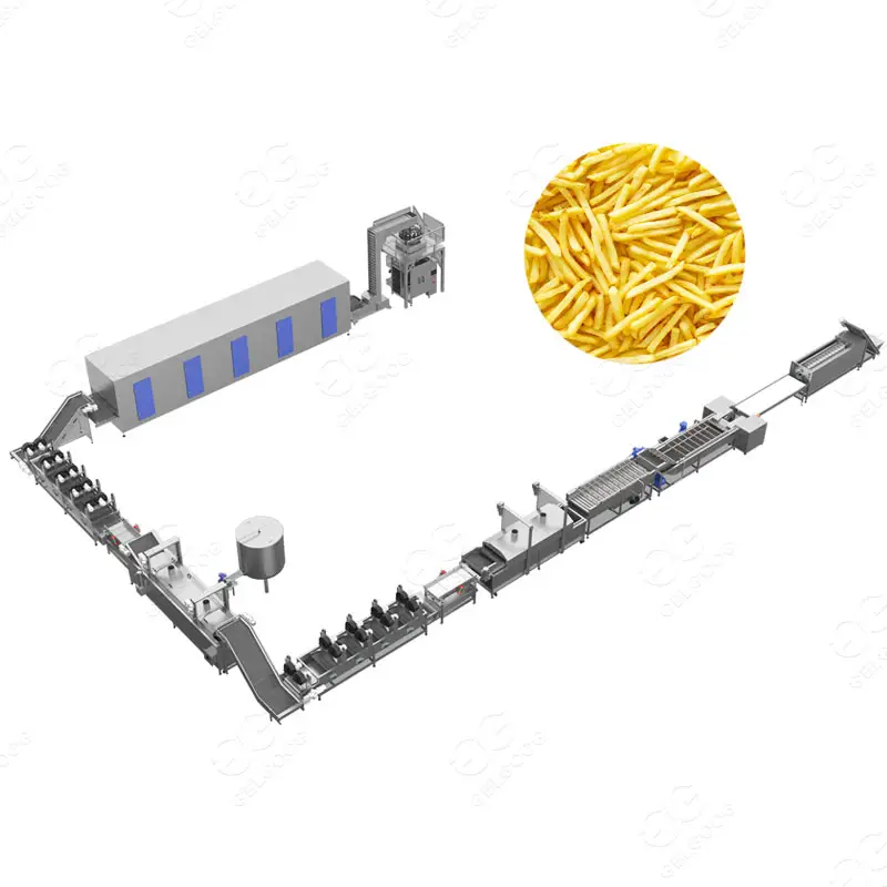 Línea de producción automática de patatas fritas congeladas, máquina para hacer patatas fritas frescas, precio de fábrica