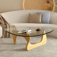 Table en verre trempé de forme irrégulière, vente en gros d'usine, avec cadre en MDF massif pour salon, chambre à coucher, petit espace, meuble d'appoint
