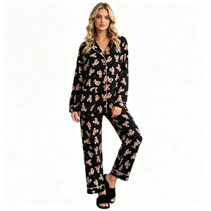 <span class=keywords><strong>Pigiama</strong></span> da donna con stampa <span class=keywords><strong>orsetto</strong></span>, in morbido cotone, a maniche lunghe, con bottoni sul colletto, camicia da notte e pantaloni lunghi, set casual e confortevole per casa e relax - Product Image 6