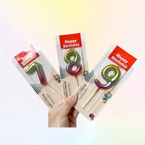 Novela Arco Iris gradiente número 0-9 pastel de cumpleaños <span class=keywords><strong>vela</strong></span> cera de parafina para Año Nuevo Navidad hogar/boda Bar decoración para fiestas - Product Image 2