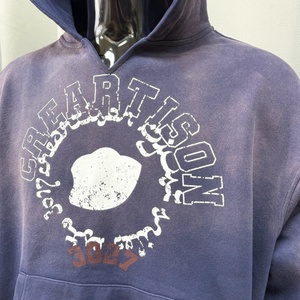 Sweat à capuche personnalisé en coton épais 100 % French Terry pour homme – Qualité supérieure, effet vintage délavé, par des fabricants de sweats de créateur - Product Image 3