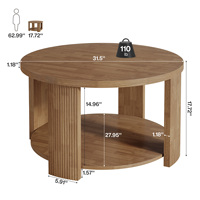 Table basse ronde Tribesigns de 31,5 pouces à 2 niveaux, style moderne du milieu du siècle, table d'appoint de style farmhouse, table centrale pour le salon
