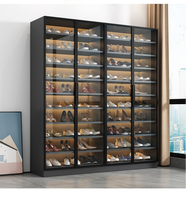 OUGOO Meuble à chaussures moderne en bois massif, sur pied/mural, sur mesure, avec portes vitrées, pour salon et maison