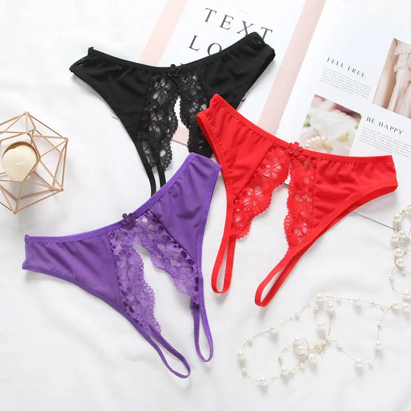 Hot bán thấp eo trong suốt mở đáy quần phụ nữ Sexy Ren thongs