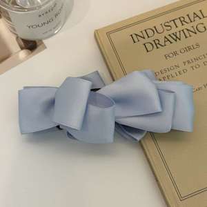 Pinza de Pelo Elegante de Gasa con Lazo de Hilo Jumbo de Color Sólido, Pinza de Plástico Grande con Cinta de Malla para Cola de Caballo para Mujer - Product Image 5