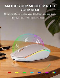 ชุดคีย์บอร์ดและเมาส์ไร้สาย RGB Backlit แบบชาร์จได้ รูปทรงตามหลักสรีรศาสตร์ ขนาดเต็ม 2.4GHz สำหรับเดสก์ท็อป แล็ปท็อป และสำนักงาน - Product Image 5