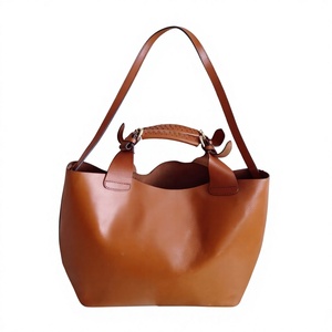 Genuine Leather Women's <b>Tote</b> Bag Casual Minimalist Open Top Shoulder Strap Durable Daily Use Handbags Made In India - Product Image 1