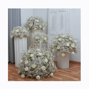 Arrangement de <span class=keywords><strong>mariage</strong></span> boules de fleurs artificielles en soie rose blanche haleine de bébé fleur en plastique bon marché-boule-centres de <span class=keywords><strong>table</strong></span> fleur déco - Product Image 1