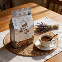 Emballage de café à haute barrière avec soufflet, en Mylar, avec valve et fermeture éclair refermable, impression de logo personnalisée pour le stockage des grains de café