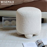 WISEMAX FURNITURE Mobilier de salon moderne, Fauteuil bulle, Poufs ronds, Ottomanes rondes en tissu bouclé, Tabouret à chaussures pour la maison