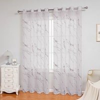 Draps de Rideaux de Style Européen-Américain Blancs Voilages de Luxe Imprimés en Feuille Marbrée Dorée 100% Polyester Occultants et Isolants pour Salon