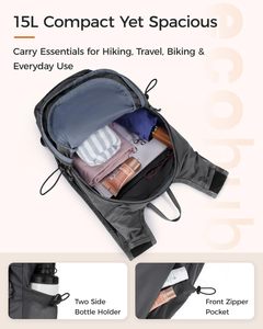 <span class=keywords><strong>ECOHUB</strong></span> Mochila de Senderismo Ligera y Plegable de 15L, Mochila Pequeña de Viaje con Correa para el Pecho, Bolsillo para Teléfono, Resistente al Agua, Plegable, para Hombre - Product Image 4