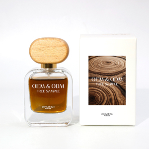 Botella de Perfume Cuadrada Plana Vacía, Transparente, de 50 ml y 100 ml, Botella de Vidrio para Perfume de Lujo con Tapa de Madera Ovalada - Product Image 2