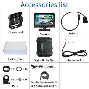 8 Cảm biến xe tải đậu xe Hệ thống cảm biến 4 kênh màn hình kỹ thuật số tự động sao lưu máy ảnh cho xe thương mại - Product Image 6