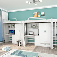 Lit Superposé Moderne en Métal pour Dortoir, avec Bureau et Armoire