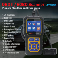 Nouveau lecteur de code de voiture OBD2 AT500 Plug-and-Play, scanner EOBD CAN pour voitures de 1996 et plus récentes, outil de diagnostic du moteur