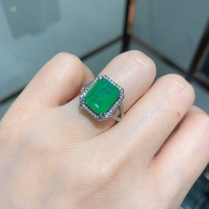 Fashion 9*11mm <b>Emerald</b> Green Zircon Minimalist Necklace <b>Earrings</b> Ring Set Eco-friendly Copper Trendy Jewelry Sets - Product Image 5