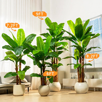 80 Zoll Künstlicher Bananenbaum mit weißem Kugelpflanzgefäß, umweltfreundliche, echt anfühlende Blätter, tropische Palme für Innenräume, Heimdekoration, Hochzeitspflanzen