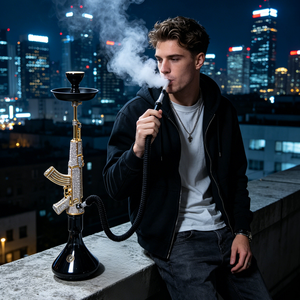 Cachimba AK Diamond de 78 cm con diamantes de imitación, shisha de lujo con una sola manguera y base de cristal, para fumar en bares, clubes, hogares y campamentos, ¡venta de fábrica! - Product Image 2