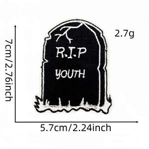 Parches Bordados de Estilo Punk Vintage con Diseño de Muerte y Calavera, para Aplicar con Plancha - Product Image 6