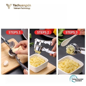 Stainless Steel Garlic Press Manual <b>Kitchen</b> Tool For Cooking Adults Modern Style All Seasons <b>Camping</b> Use - Product Image 3