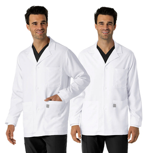 Bata de laboratorio médico desechable personalizada OEM para hombres, transpirable, suave PE Spandex, uniformes hospitalarios, personal médico corto al por mayor - Product Image 4