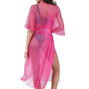 Cárdigan de verano de talla única, sobre la parte superior de encaje Bikini, ropa de protección solar Sexy para playa, traje de baño para mujeres europeas y americanas - Product Image 5