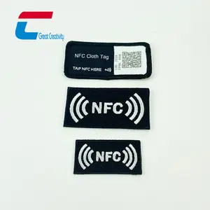 High Temperature Qr-Code Ironing Textile Fabric Rfid Labels NTAG DNA 424 Nfc Sticker Rfid Clothing Tag For Garment