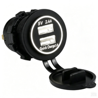 Chargeur de voiture et marine 12V 24V à charge rapide 3.0 et 2.4A avec 2 ports USB-A et lumière LED blanche