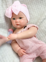 Poupée Reborn Artisanale de 18 Pouces, Corps Entier en Silicone Souple, Bouche Ouverte, Nouveau-né Réaliste, Fille Rêveuse, Nœud Papillon, Jouet Doux Tendance