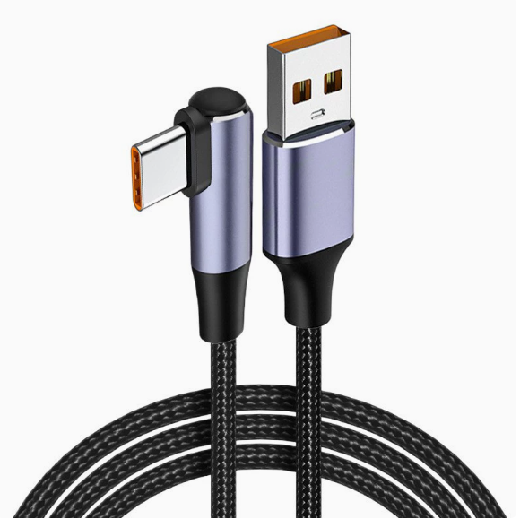 Type-C Elbow Data Cable, Suitable for Type-C Phone Charging Cable, Supports 5A/6A Fast Charging, Factory Wholesale
