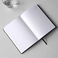 Cuaderno de Tapa Dura de Cuero PU Negro con Logotipo Personalizado, Diario A5 con Páginas Rayadas, Papelería Profesional para Oficina y Negocios