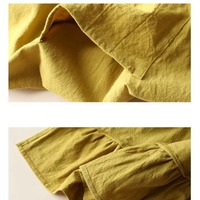 Tablier en coton et lin d'usine de bavoir de cuisine d'art pastoral rétro français avec des volants nordiques de couleur unie pour le nettoyage et la cuisson