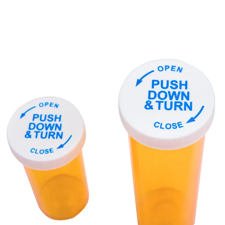 Plastic 6 Dram Rx Medicine Pharmaceutical Child Resistant Cap Vial Pill Bottles With Caps