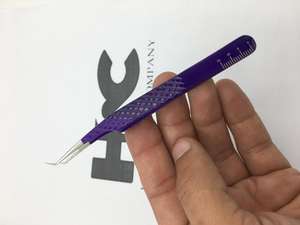 Nouvelle pince à épiler violette à 45 degrés pince à épiler d'extension de cils en vison Logo personnalisé pointe fine meilleure vente pince à épiler durable prise en main forte - Product Image 3