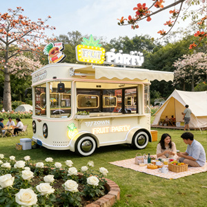 Chariot alimentaire à roulettes d'extérieur en acier inoxydable, chariot de vente à pousser à la main pour centres commerciaux, places publiques et attractions touristiques - Product Image 1