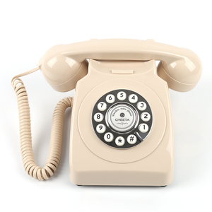 Telefono Vintage Senza Fili con Tasti a Pressione, Colore Beige, Collegabile al Cellulare, per Uso Domestico - Product Image 1