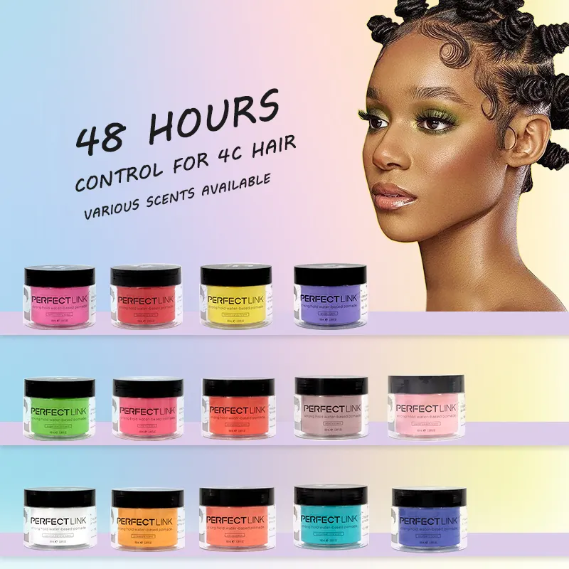 Échantillon gratuit de marque privée Logo de contrôle des bords Vegan 100% Curelty Free 24 Hour Edge Control Extreme Hold Hair Styling Wax