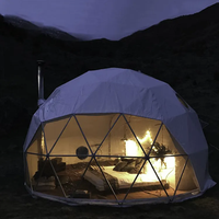 Dôme géodésique de glamping avec ventilateur solaire intégré, en tissu PVC, à vendre
