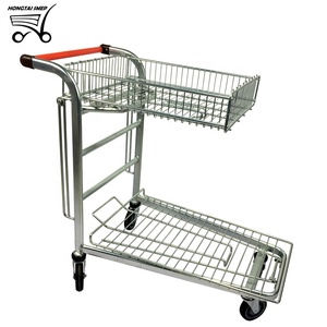 2 स्तरीय मेट्रो 4 पहियों हाथ गोदाम कार्गो तह धातु परिवहन ट्राली - Product Image 5