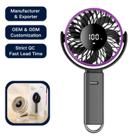 Ventilateur portable OEM ODM personnalisé avec logo, grande taille, 7 pales, vent puissant, avec mousqueton, vente en gros