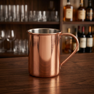 Mug à double paroi en cuivre pur écologique avec poignée, grande capacité pour l'eau et les cocktails - pour la maison, le bureau, l'extérieur - Product Image 1