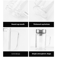 Bouteille en verre à double paroi à haute teneur en borosilicate personnalisée eau potable directe bouteille d'eau en verre publicitaire imprimée avec poignée