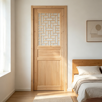 Porte intérieure battante sur mesure en bois massif de sapin avec grille symétrique, porte en bois pratique