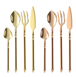 DFU0120  Vente en gros d'ensembles de vaisselle de fête de mariage au design unique, ensembles de couverts en acier inoxydable doré de luxe - Product Image 1