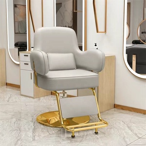 Fauteuil de Barbier de Luxe en Cuir PU Doré avec Base Robuste, Design Durable, Réglable en Hauteur et Rotation à 360 Degrés pour Salon de Coiffure - Product Image 5